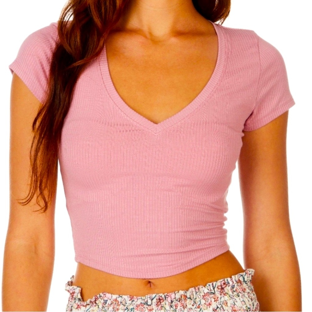 Bozzolo Pink Fitted Crop T-Shirt